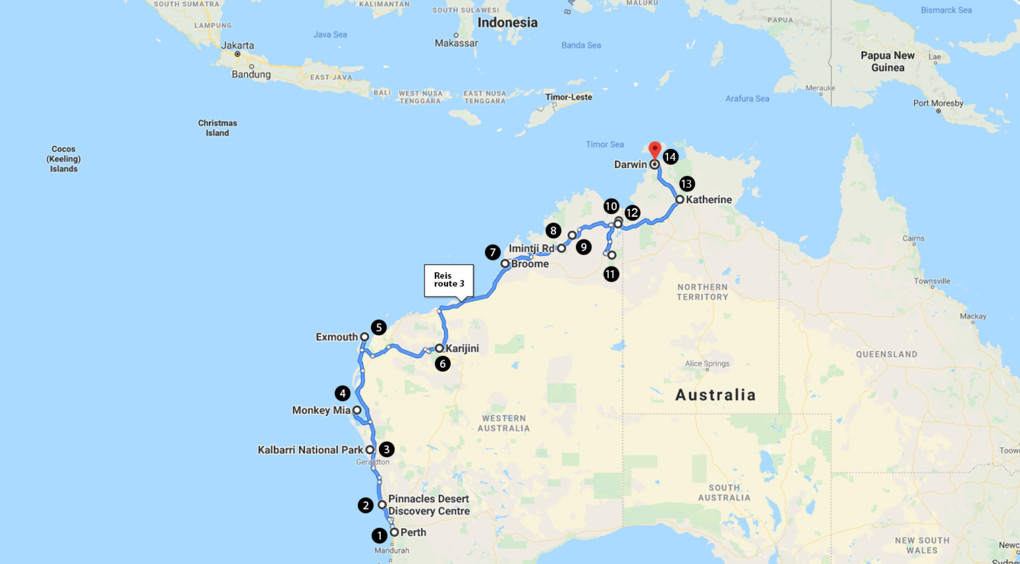 Van Perth naar Darwin in 3 á 4 weken