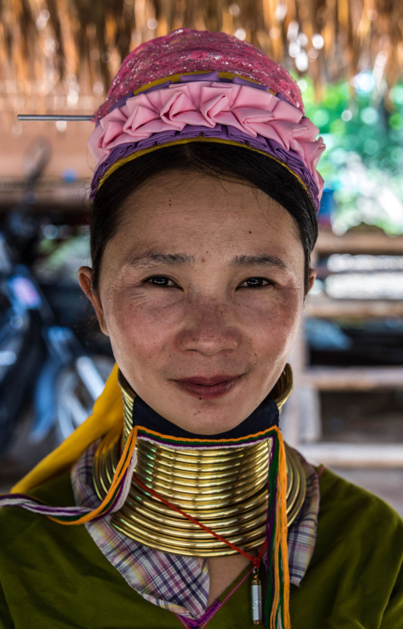 Beautiful woman with brass coils from the Karen Long Neck Village.