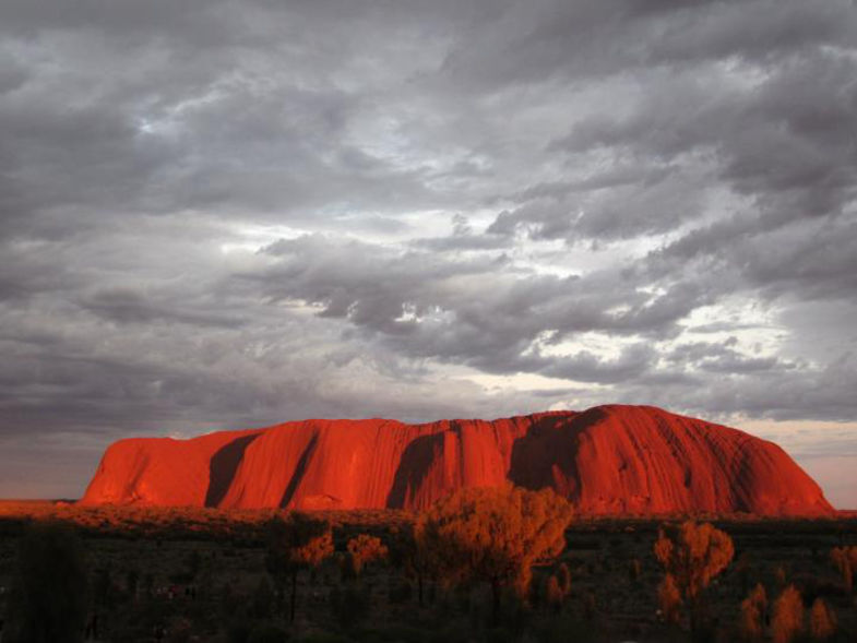 Uluru sunrise on a cloudy morning