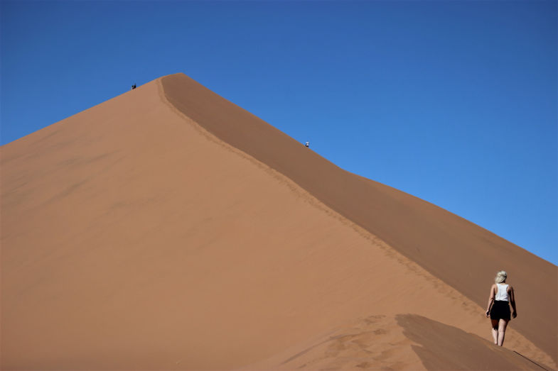 Climbing up 'Big Daddy' at Sossusvlei Namibië