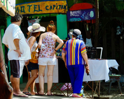 Tourists in hippie town