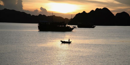Sunset over Halong bay