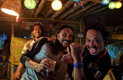 World's happiest barmen (just days before their bar burned down)