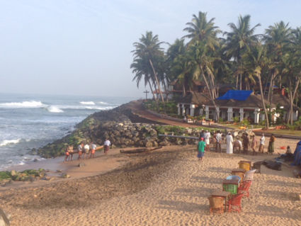 Verse vis voor het avondeten, Varkala, Kerala, India