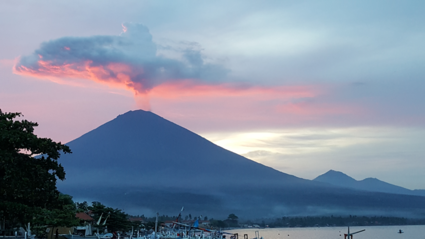 the beauty of volcanic eruption on holiday island Bali