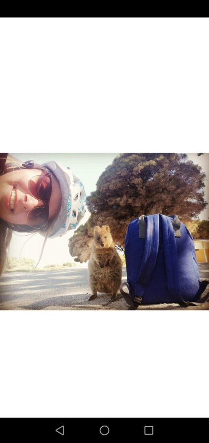 Even een selfie met een quokka in Australië.