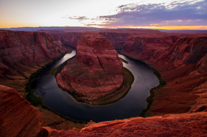 zonsondergang bij de Horseshoe Bend