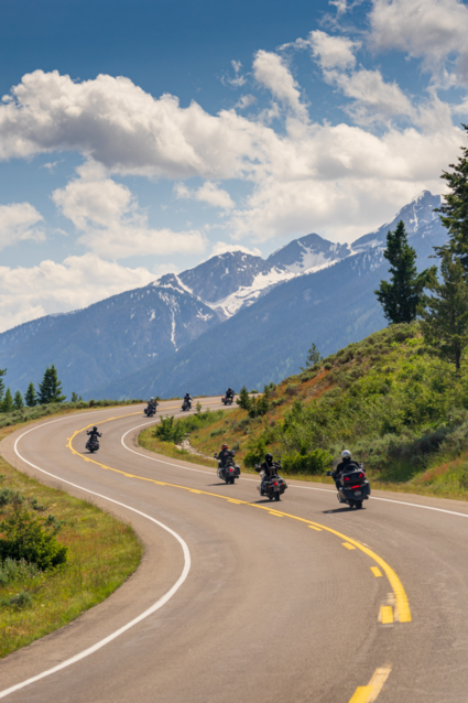 Motorrijders door de Rocky Mountains